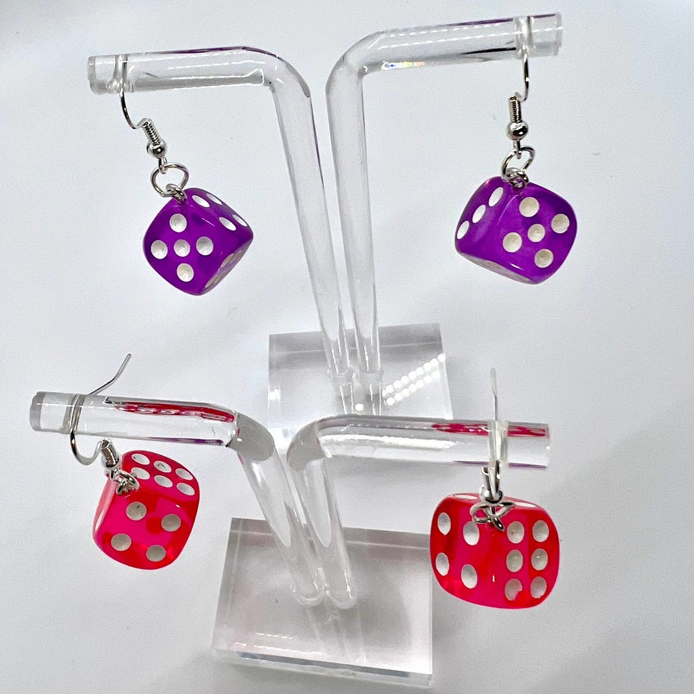 Dice Earrings - Gambler Earrings - Las Vegas Earrings - Retro Toy Earrings